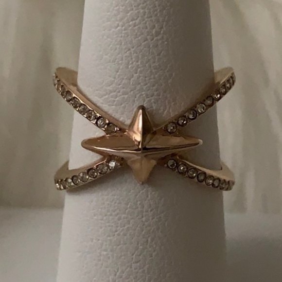 MICHAEL KORS Pave Starburst Ring Rose Gold Sz 8 - Picture 2 of 4